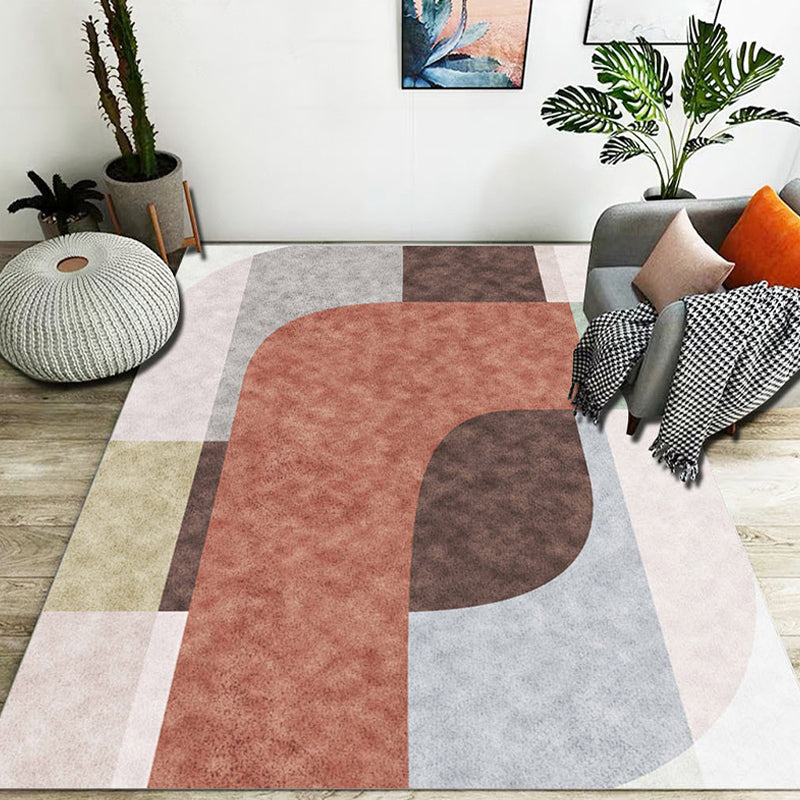 Stylischer Farbblock geometrisches Muster Teppich Polyester modernistischer Teppich haustierfreundlicher rutschfester Rücken Teppich für das Wohnzimmer