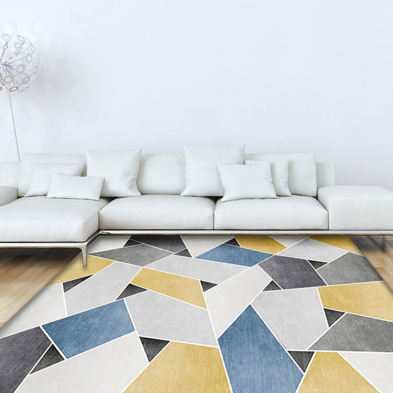 Einzigartiger geometrischer Musterteppich Blau und Grün Moderner Teppich Polyester Waschbar Haustierfreundlicher rutschfester Teppich für das Wohnzimmer