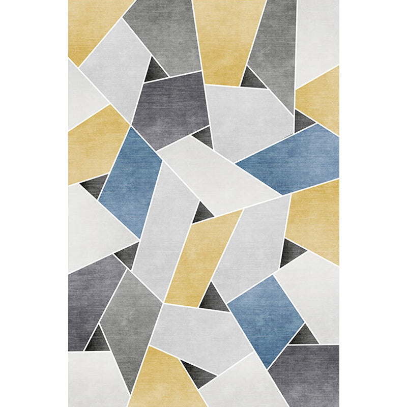 Einzigartiger geometrischer Musterteppich Blau und Grün Moderner Teppich Polyester Waschbar Haustierfreundlicher rutschfester Teppich für das Wohnzimmer