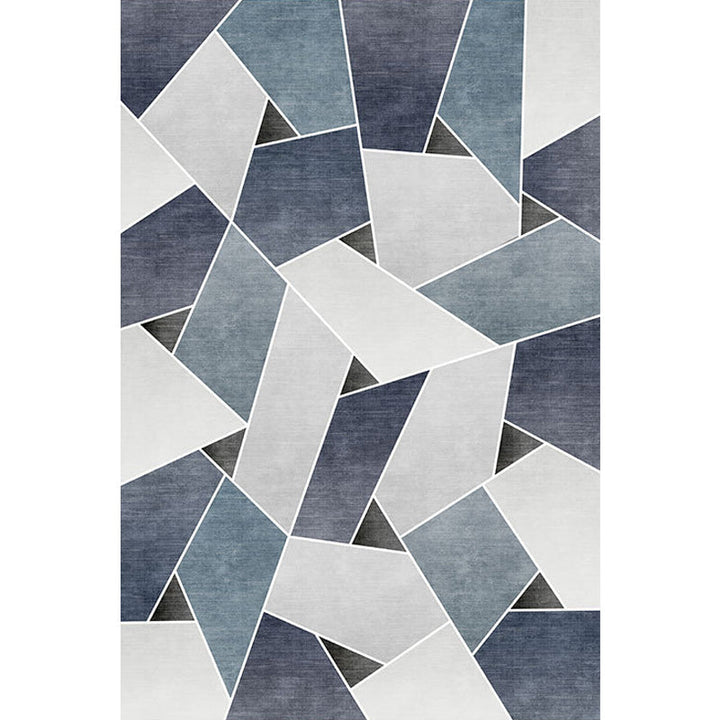 Einzigartiger geometrischer Musterteppich Blau und Grün Moderner Teppich Polyester Waschbar Haustierfreundlicher rutschfester Teppich für das Wohnzimmer