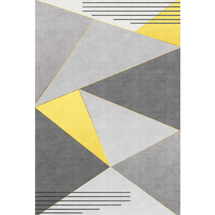 Neuer geometrischer Musterteppich gelb und grau moderner Teppich Polyester waschbar haustierfreundlicher rutschfester Teppich für das Wohnzimmer