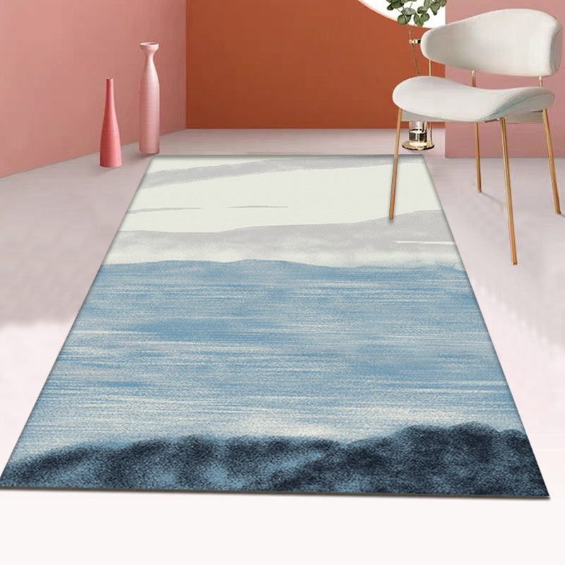 Grau und Blau Modernistischer Teppich Polyester Abstrakter Teppich Haustierfreundlich Waschbar Rutschfeste Rückseite Teppich für das Wohnzimmer