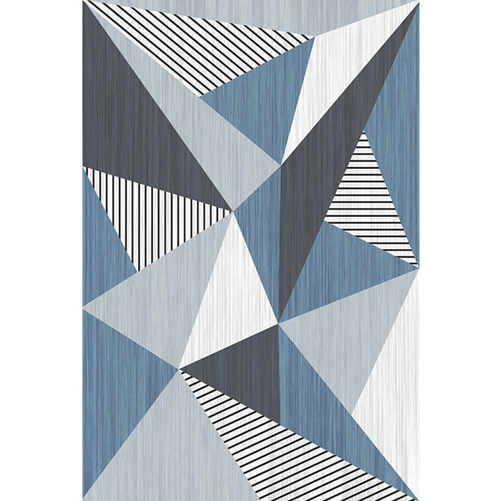 Blauer und grauer modernistischer Teppich Polyester geometrisches und gestreiftes Muster Teppich tierfreundlich waschbar rutschfester Matten Teppich für das Wohnzimmer