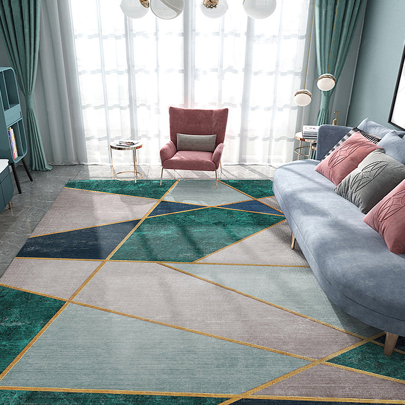 Einzigartiger mehrfarbiger gestreifter Teppich mit geometrischem Muster aus Polyester Moderner Teppich Haustierfreundlicher rutschfester Rücken Teppich für das Schlafzimmer
