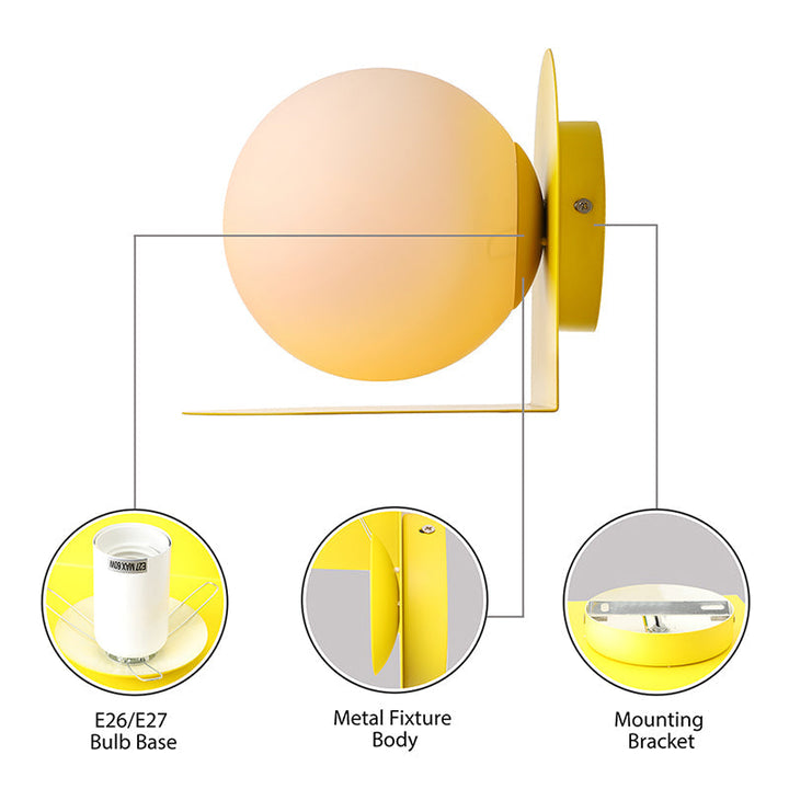 Weiße Globus-Wandleuchte Nordic Style Mattiertes Glas Wandlicht für das Arbeitszimmer Kinderzimmer