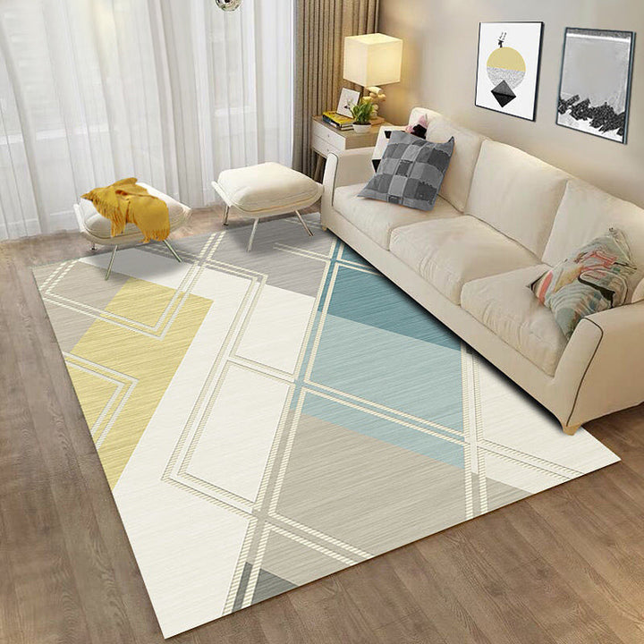 Minimalistische Farbbox geometrisches Muster teppich beige polyester teppich waschbar haustierfreundlich rutschfester teppich für wohnzimmer