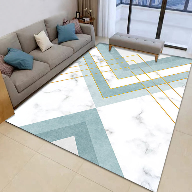 Nordisches geometrisches Musterteppich Grün und Pink Polyester Teppich Waschanlage haustierfreundlich rutschfester Teppich für das Wohnzimmer