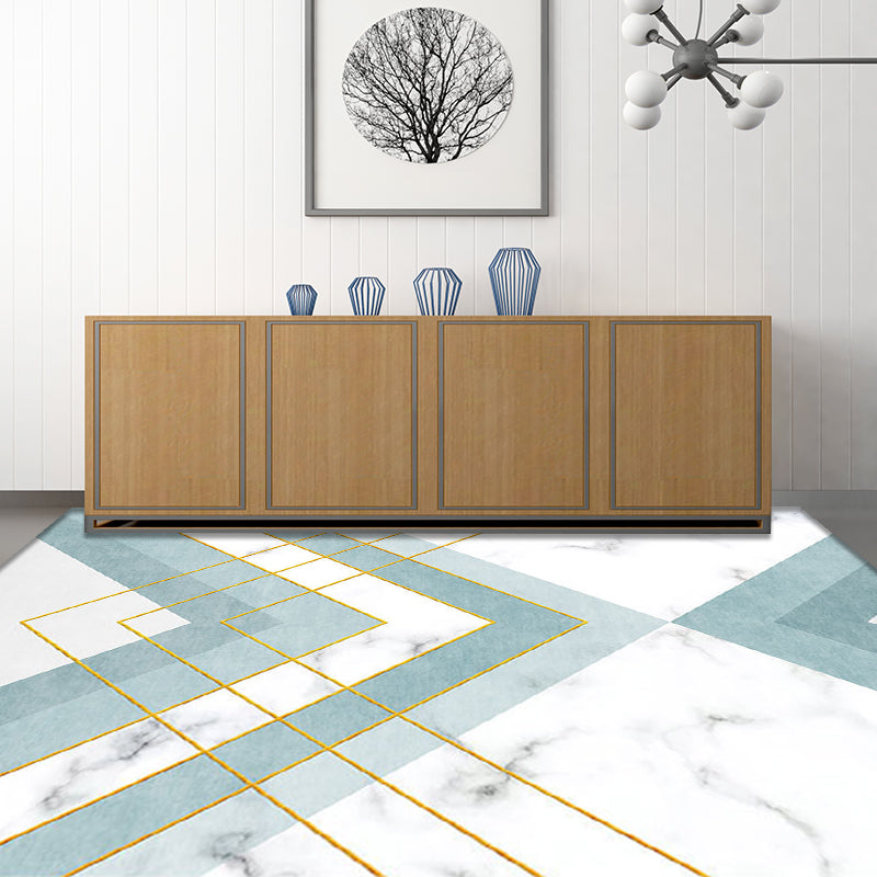Nordisches geometrisches Musterteppich Grün und Pink Polyester Teppich Waschanlage haustierfreundlich rutschfester Teppich für das Wohnzimmer