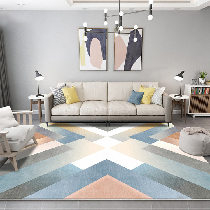 Multicolor zeitgenössischer Teppich Polyester geometrisches Muster Teppich tierfreundlich waschbar rutschfester Rücken Teppich für das Wohnzimmer