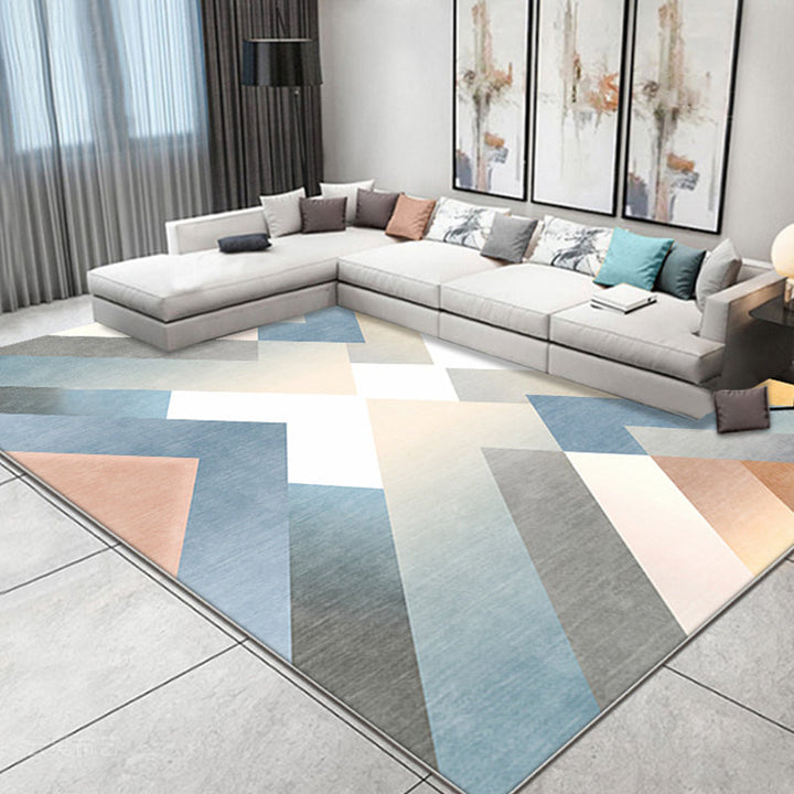 Multicolor zeitgenössischer Teppich Polyester geometrisches Muster Teppich tierfreundlich waschbar rutschfester Rücken Teppich für das Wohnzimmer