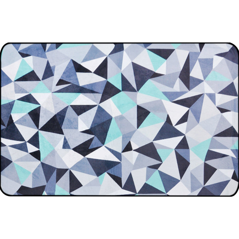 Funky Geometrisches Muster Teppich Blau Modernist Teppich Polyester Waschbar Haustierfreundlich Rutschfester Teppich für das Wohnzimmer