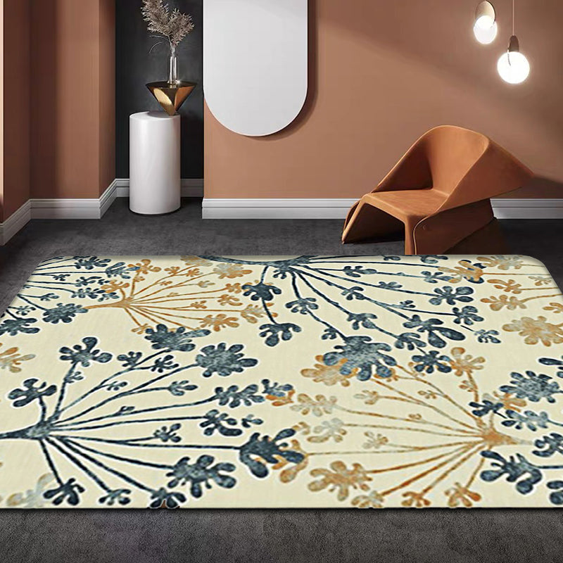 Moderner Blätter Muster Teppich Grün und Beige Polyester Teppich Waschbar Haustierfreundlich Rutschfester Teppich für das Wohnzimmer