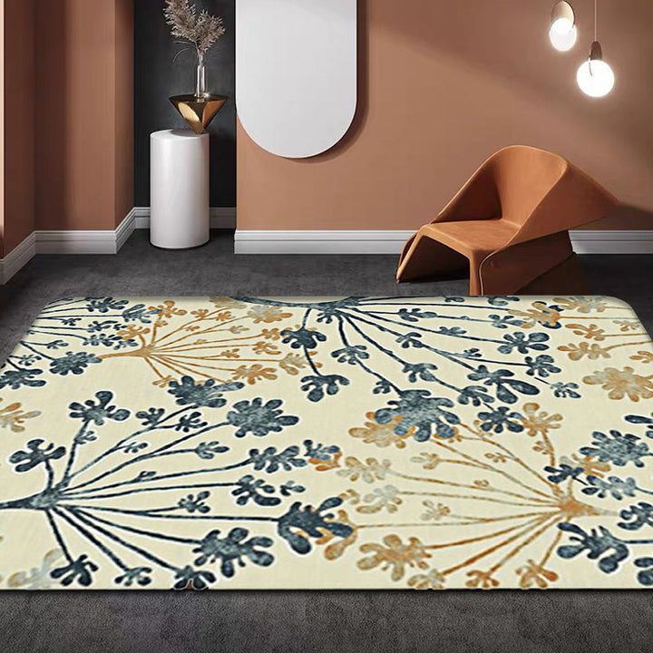 Moderner Blätter Muster Teppich Grün und Beige Polyester Teppich Waschbar Haustierfreundlich Rutschfester Teppich für das Wohnzimmer