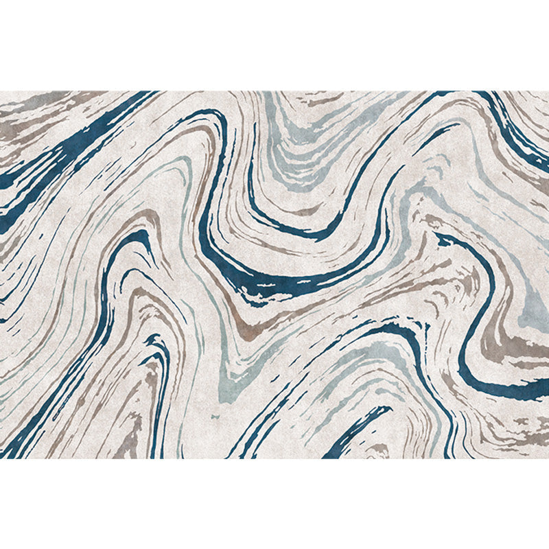 Stylischer Modernismus Teppich Mehrfarbig Aquarell und Wirbel gestreiftes Muster Teppich Haustierfreundlich Rutschfest Waschbarer Teppich für Dekoration