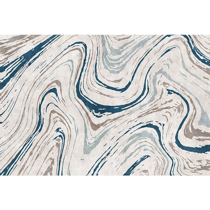 Stylischer Modernismus Teppich Mehrfarbig Aquarell und Wirbel gestreiftes Muster Teppich Haustierfreundlich Rutschfest Waschbarer Teppich für Dekoration