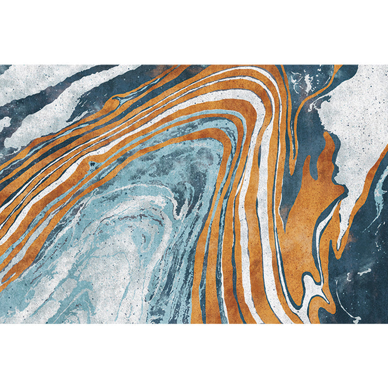 Stylischer Modernismus Teppich Mehrfarbig Aquarell und Wirbel gestreiftes Muster Teppich Haustierfreundlich Rutschfest Waschbarer Teppich für Dekoration