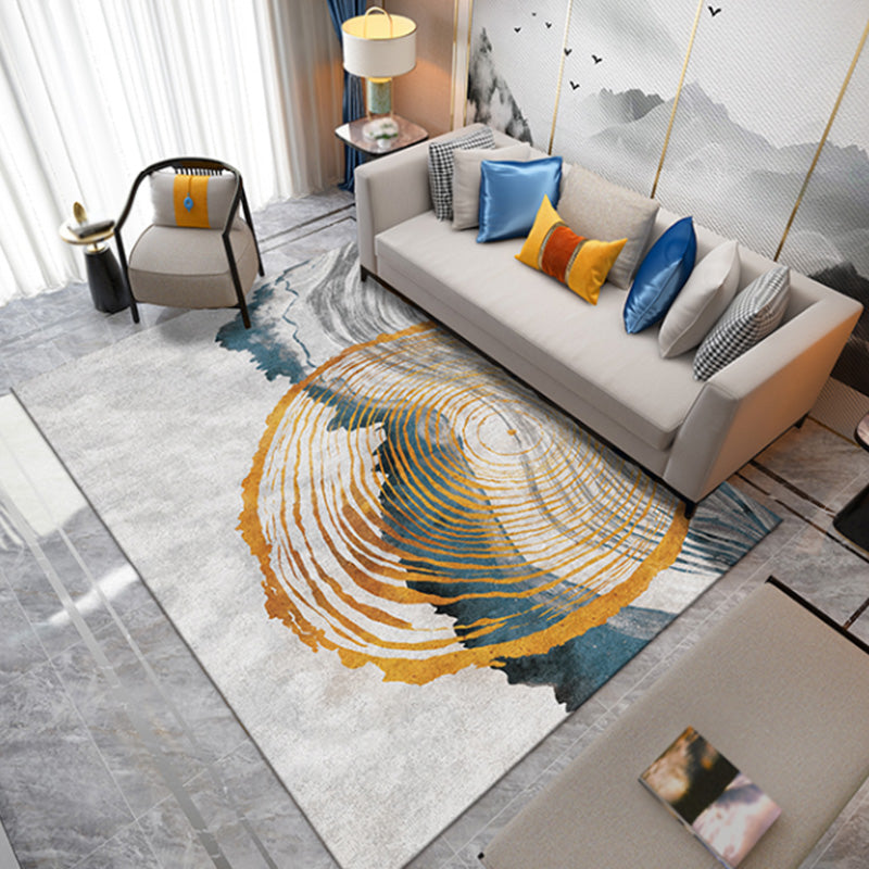 Stylischer Modernismus Teppich Mehrfarbig Aquarell und Wirbel gestreiftes Muster Teppich Haustierfreundlich Rutschfest Waschbarer Teppich für Dekoration