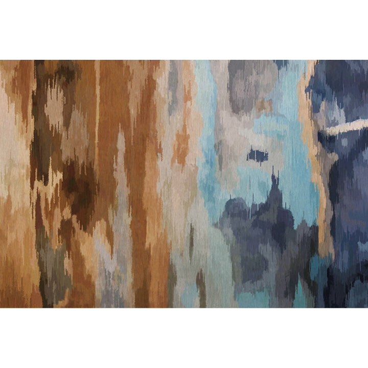 Stylischer Modernismus Teppich Mehrfarbig Aquarell und Wirbel gestreiftes Muster Teppich Haustierfreundlich Rutschfest Waschbarer Teppich für Dekoration