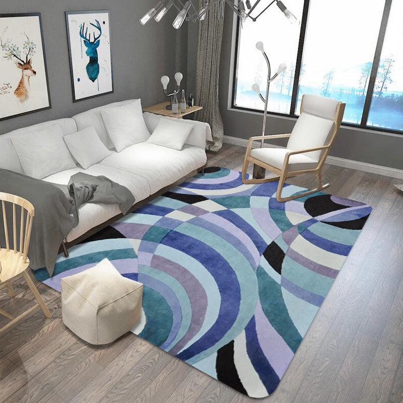 Nordic Abstract Teppich Lila Polyester Waschbar Haustierfreundlicher Rutschfester Teppich für das Wohnzimmer