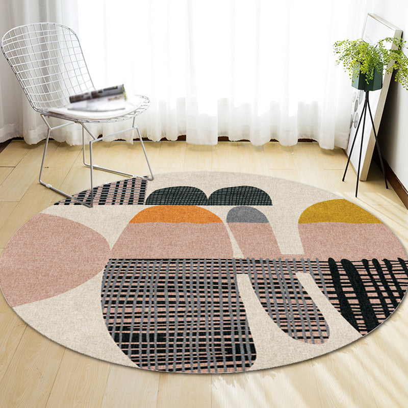 Farbblock gestreifter Teppich Polyester Modernismus Teppich Waschbar Rutschfest Haustierfreundlicher Teppich für das Wohnzimmer