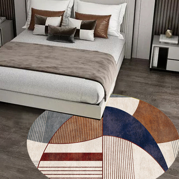 Einzigartiger Mehrfarbiger Modernistischer Teppich Polyester Farbblock Streifenmuster Teppich Waschbar Haustierfreundlicher Rutschfester Teppich für das Wohnzimmer