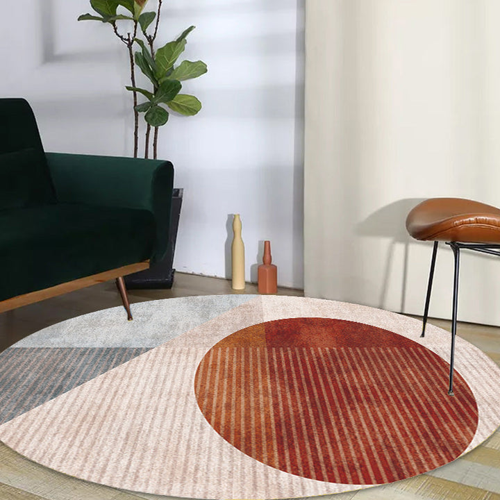 Einzigartiger Mehrfarbiger Modernistischer Teppich Polyester Farbblock Streifenmuster Teppich Waschbar Haustierfreundlicher Rutschfester Teppich für das Wohnzimmer