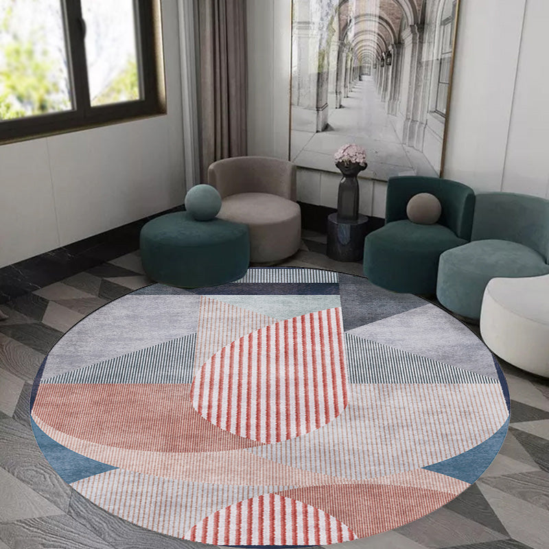 Einzigartiger Mehrfarbiger Modernistischer Teppich Polyester Farbblock Streifenmuster Teppich Waschbar Haustierfreundlicher Rutschfester Teppich für das Wohnzimmer