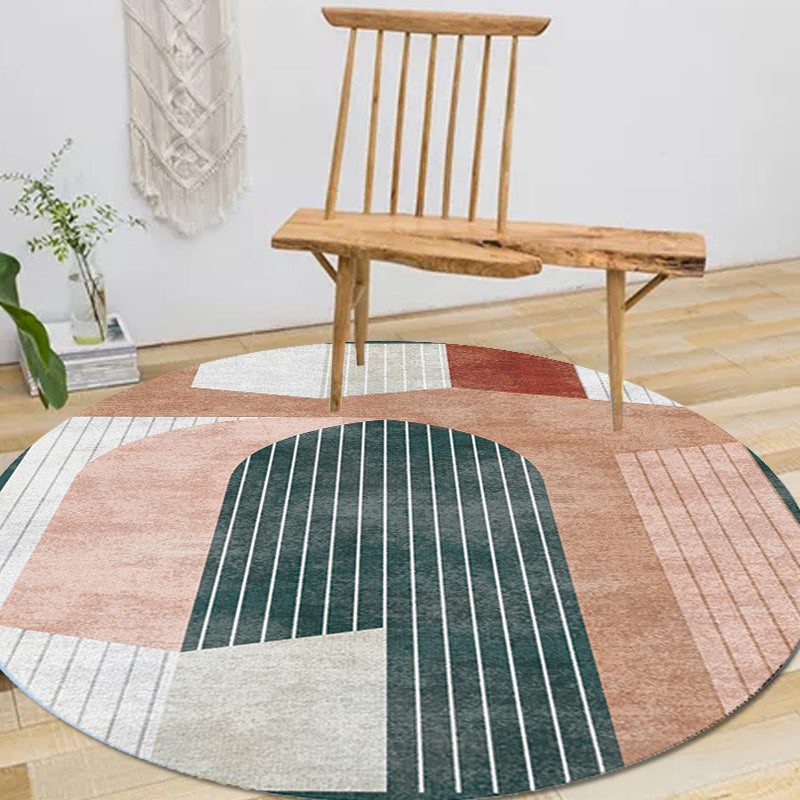 Einzigartiger Mehrfarbiger Modernistischer Teppich Polyester Farbblock Streifenmuster Teppich Waschbar Haustierfreundlicher Rutschfester Teppich für das Wohnzimmer