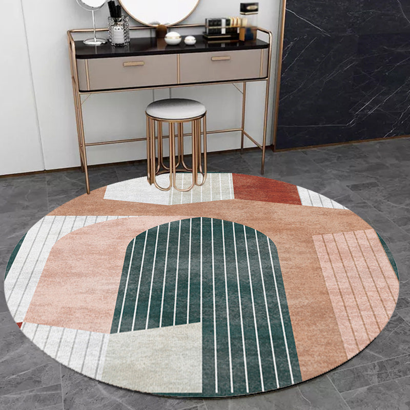 Einzigartiger Mehrfarbiger Modernistischer Teppich Polyester Farbblock Streifenmuster Teppich Waschbar Haustierfreundlicher Rutschfester Teppich für das Wohnzimmer