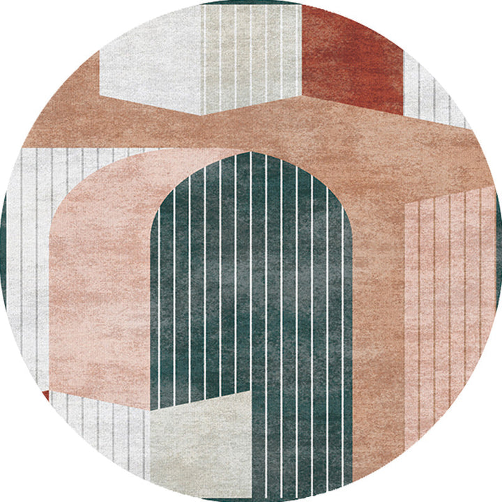Einzigartiger Mehrfarbiger Modernistischer Teppich Polyester Farbblock Streifenmuster Teppich Waschbar Haustierfreundlicher Rutschfester Teppich für das Wohnzimmer