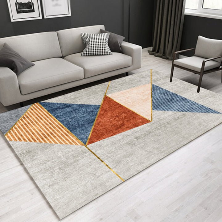 Lässiger zeitgenössischer Teppich Mehrfarbiger geometrischer und gestreifter Musterteppich waschbar haustierfreundlich rutschfester Teppich für das Wohnzimmer