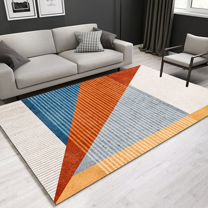 Lässiger zeitgenössischer Teppich Mehrfarbiger geometrischer und gestreifter Musterteppich waschbar haustierfreundlich rutschfester Teppich für das Wohnzimmer