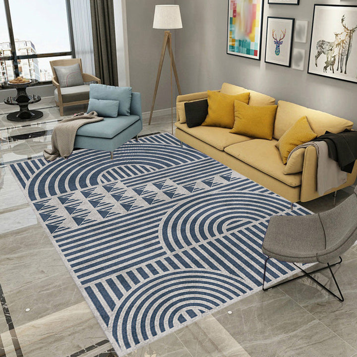Kreativer modernistischer Teppich Polyester geometrisches und Streifenmuster Teppich waschbar haustierfreundlicher rutschfester Teppich für das Wohnzimmer