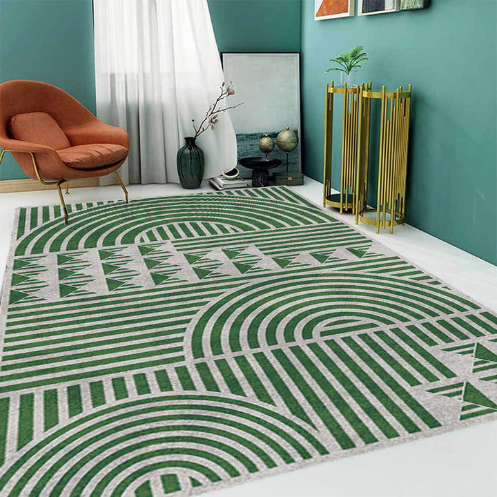 Kreativer modernistischer Teppich Polyester geometrisches und Streifenmuster Teppich waschbar haustierfreundlicher rutschfester Teppich für das Wohnzimmer
