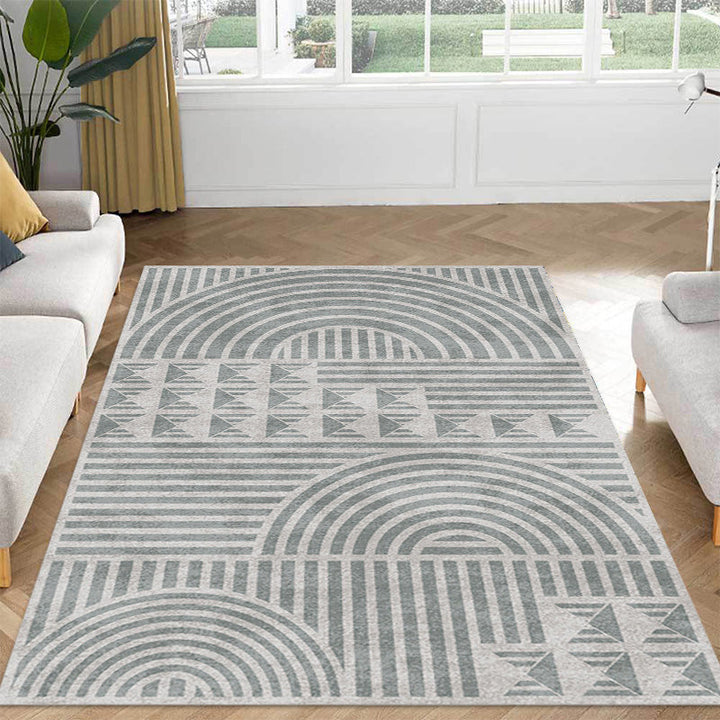 Kreativer modernistischer Teppich Polyester geometrisches und Streifenmuster Teppich waschbar haustierfreundlicher rutschfester Teppich für das Wohnzimmer
