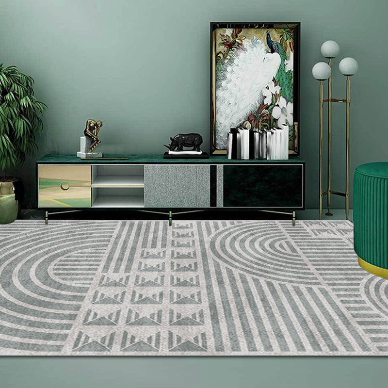 Kreativer modernistischer Teppich Polyester geometrisches und Streifenmuster Teppich waschbar haustierfreundlicher rutschfester Teppich für das Wohnzimmer