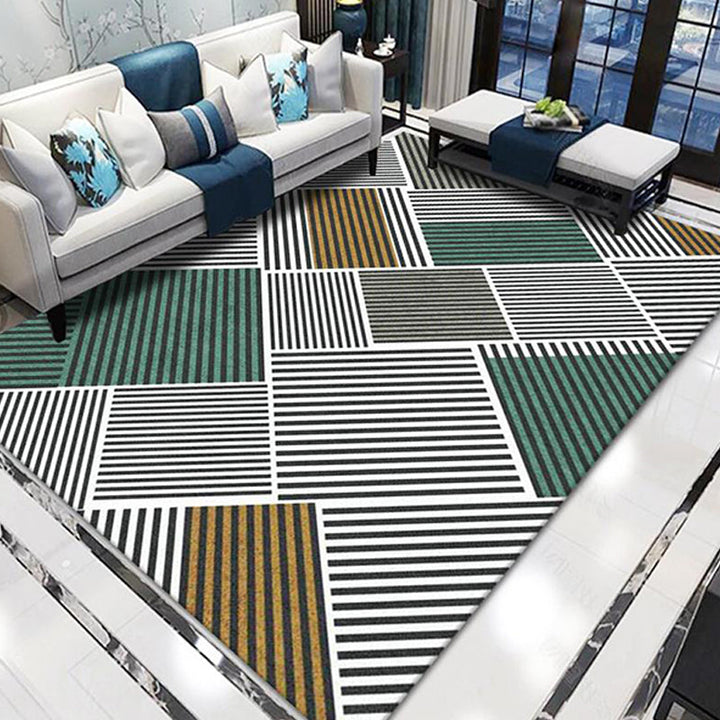 Stylischer Modernismus Teppich Multicolor Gestreiftes Muster Teppich Haustierfreundlich Rutschfest Waschbarer Teppich zur Dekoration