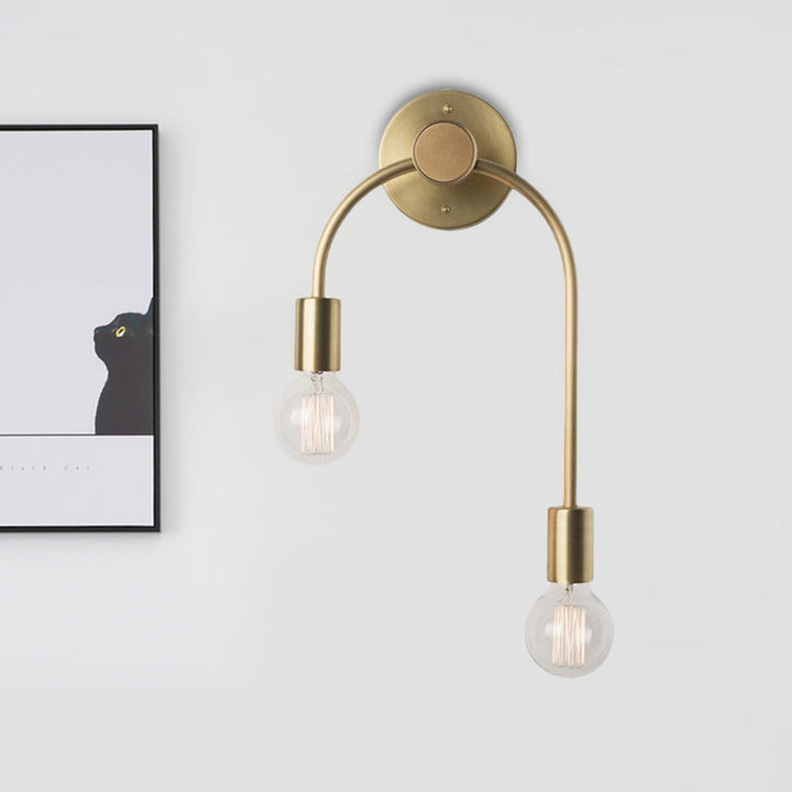 Swoop Arm Eisen Wandmontierte Lampe Minimalistisch 2-Licht Schwarz/Gelb Wandleuchte mit Bare Bulb Design