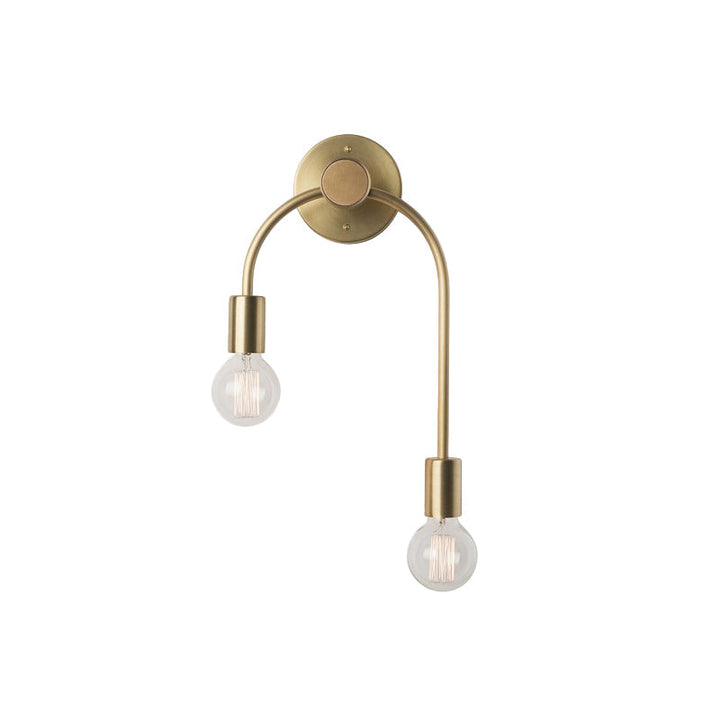 Swoop Arm Eisen Wandmontierte Lampe Minimalistisch 2-Licht Schwarz/Gelb Wandleuchte mit Bare Bulb Design