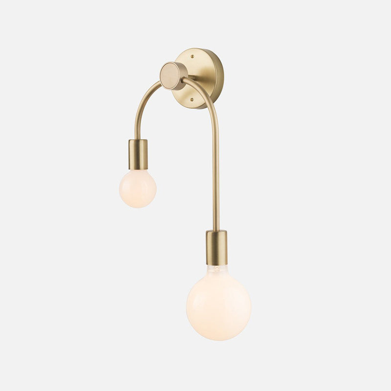 Swoop Arm Eisen Wandmontierte Lampe Minimalistisch 2-Licht Schwarz/Gelb Wandleuchte mit Bare Bulb Design