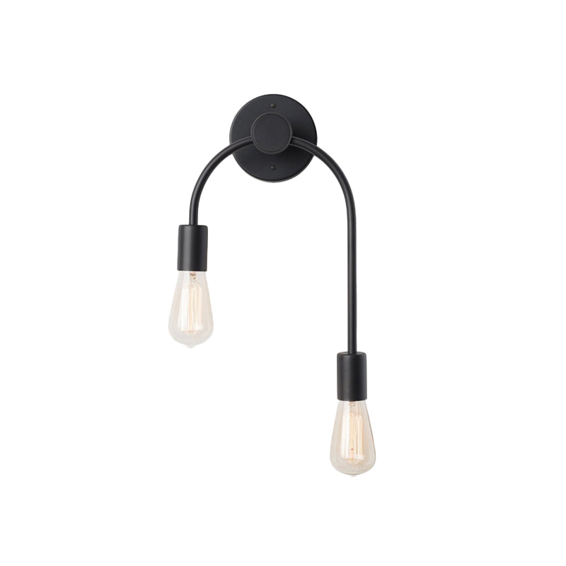 Swoop Arm Eisen Wandmontierte Lampe Minimalistisch 2-Licht Schwarz/Gelb Wandleuchte mit Bare Bulb Design