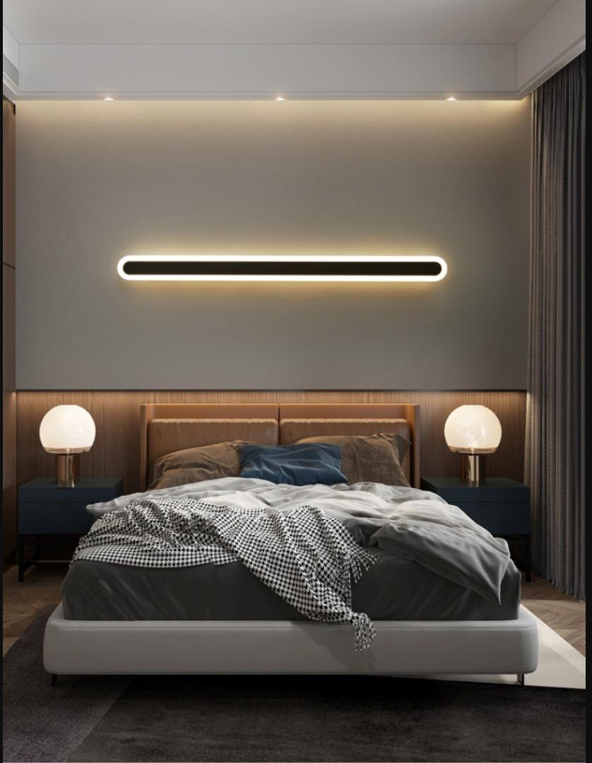 Elongierte Bar Schlafzimmer Flush Wandlampe Acryl 16"/23.5"/31.5" W LED Nordic Wandlampe in Warm/Weiß Licht, Schwarz/Weiß