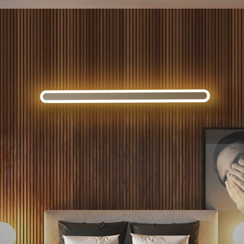 Elongierte Bar Schlafzimmer Flush Wandlampe Acryl 16"/23.5"/31.5" W LED Nordic Wandlampe in Warm/Weiß Licht, Schwarz/Weiß