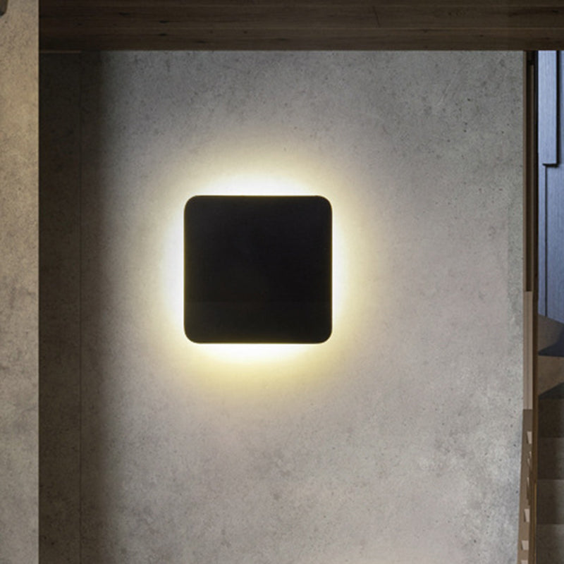 Runde/Rechteckige flächenbündige Wandleuchte Minimalistische Aluminium Flur LED Wandleuchte in Schwarz