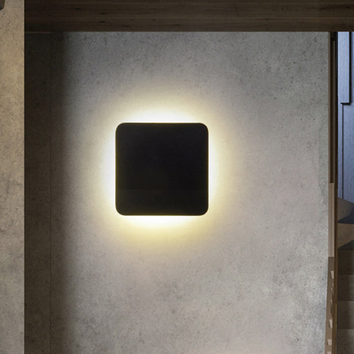 Runde/Rechteckige flächenbündige Wandleuchte Minimalistische Aluminium Flur LED Wandleuchte in Schwarz