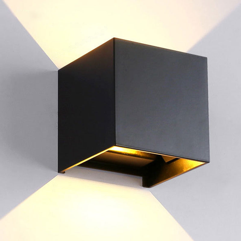 Cube/Dreieck/Zylinder-Wandlampe Fixture Nordic Metall Schwarz Oben und Unten LED-Wandlampe für Außen