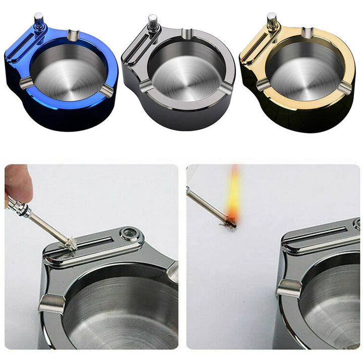 Retro Metall Aschenbecher, Feuerzeug