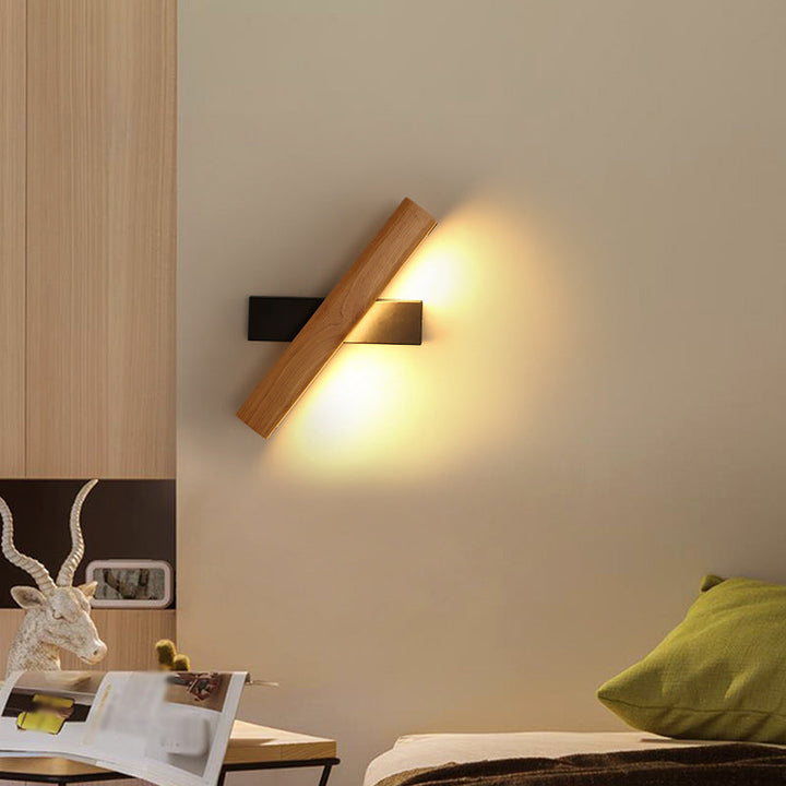Lineare Lesewandleuchte Moderne Holzdrehbare LED Schlafzimmer Wandleuchte Leuchtenarmatur