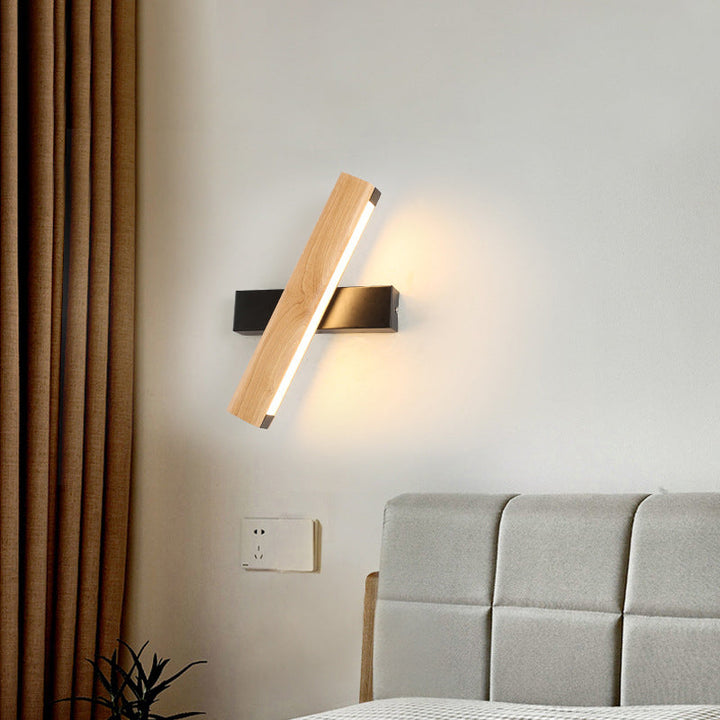 Lineare Lesewandleuchte Moderne Holzdrehbare LED Schlafzimmer Wandleuchte Leuchtenarmatur