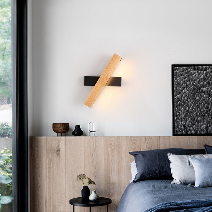 Lineare Lesewandleuchte Moderne Holzdrehbare LED Schlafzimmer Wandleuchte Leuchtenarmatur